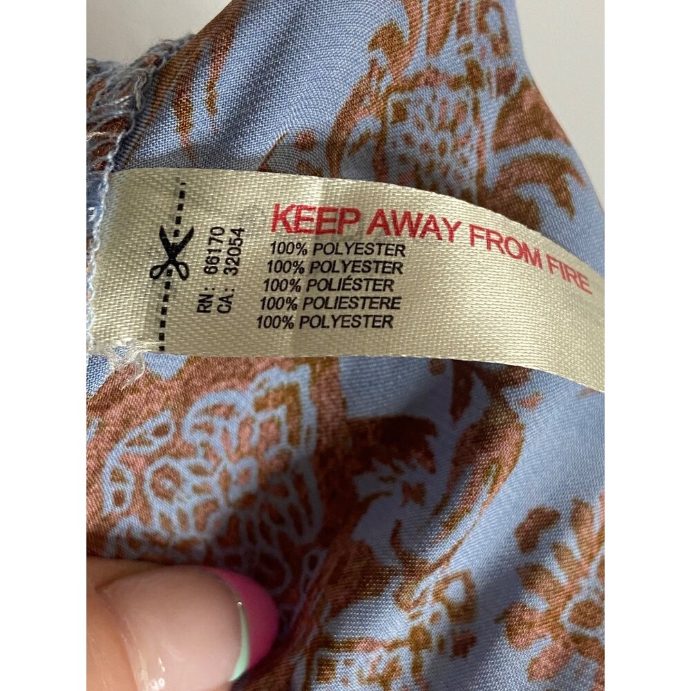 Free People Blue and Rust Tile-Print Wide-Leg Pajama Pants - Picture 9 of 9